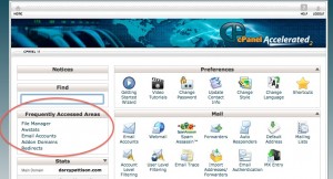 Frequently Accesses Areas of the CPanel