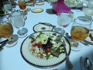 Cobb salad with vinaigrette dressing was served for the luncheon after the Literacy on the Lawn.