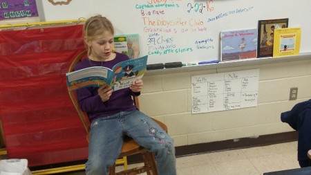 Kailin was so excited to receive a new book, I Want a Dog, that she had to read it to the class. | DarcyPattison.com